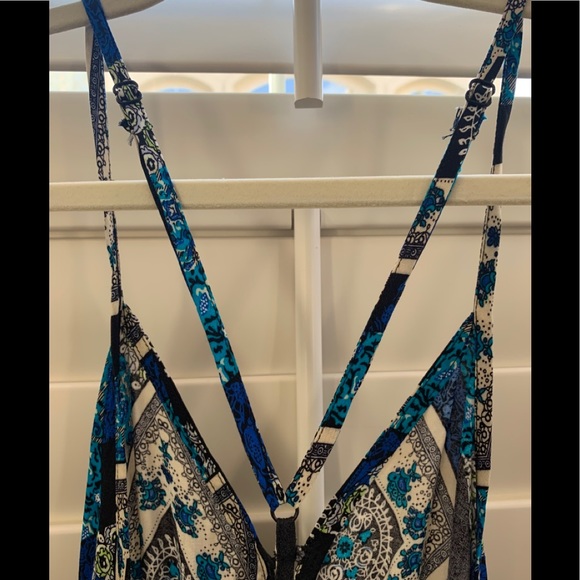 Blue Double Slit Lace Up Maxi Dress - Picture 10 of 10